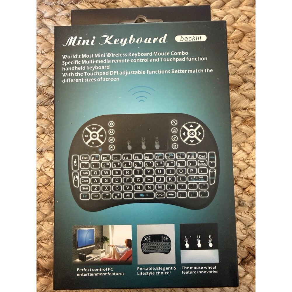 Backlit Mini Wireless Keyboard with Touchpad Mouse Combo Remote Control